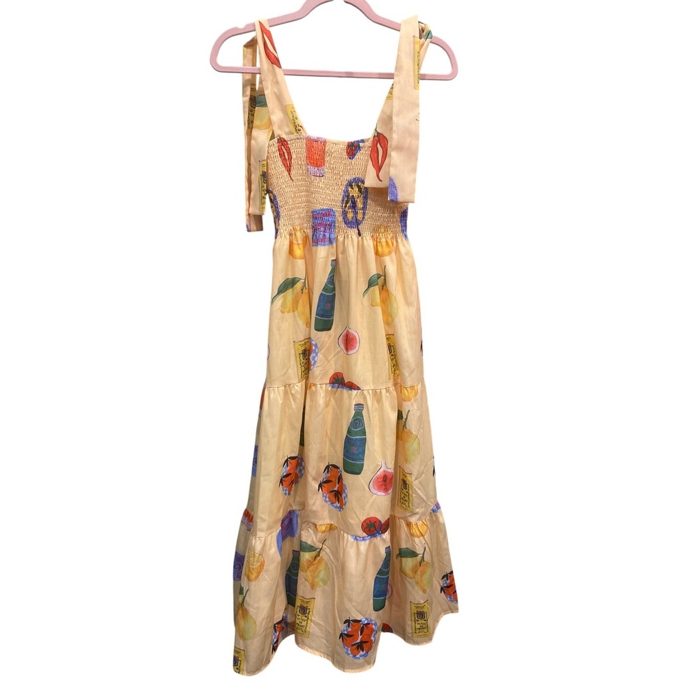 Petal + Pup Yellow Mediterranean Riviera Sarelle Print Smocked Midi Dress US S